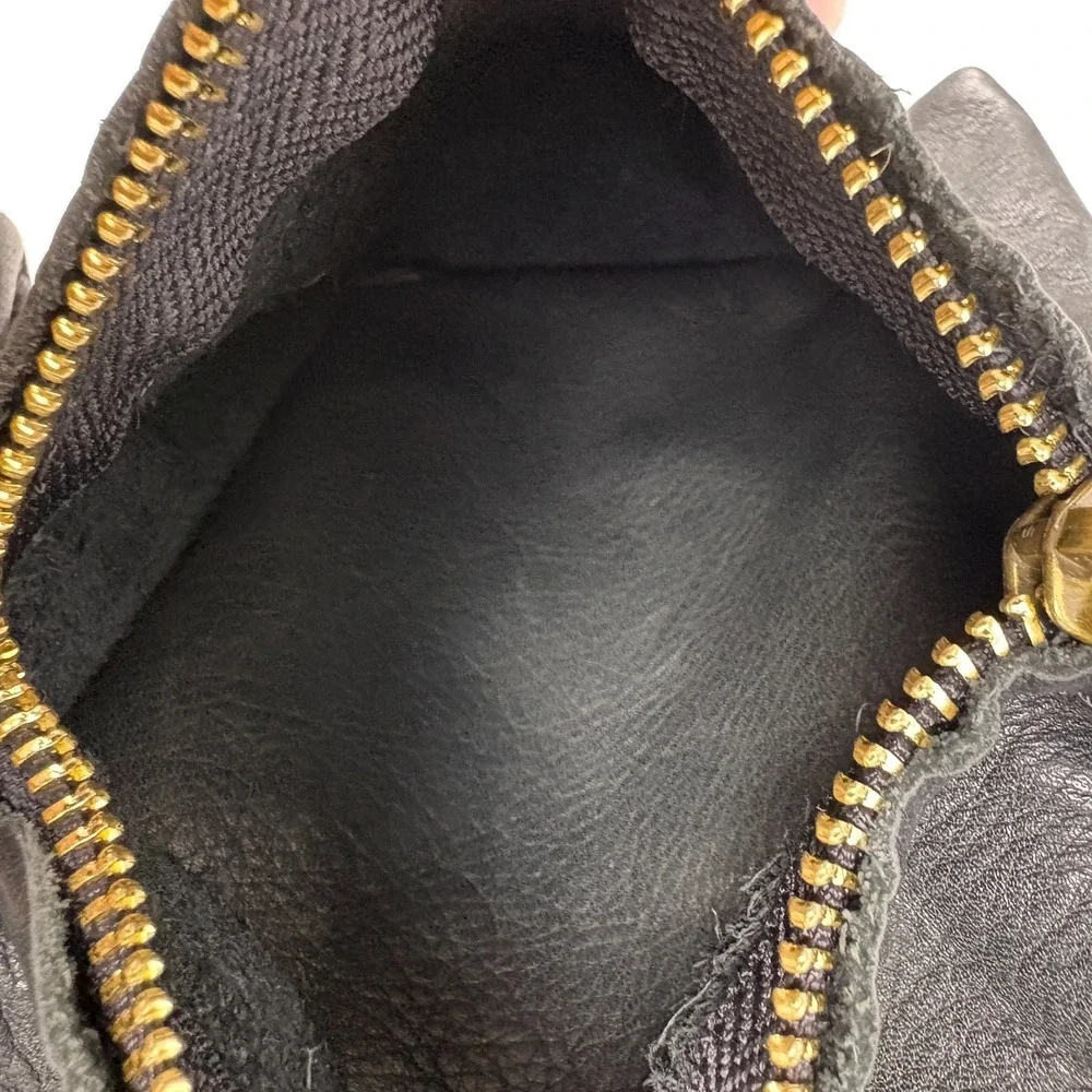 Y2K Pulicati Double Cargo Pocket Foldover Crossbody Bag Purse Black Leather Mili